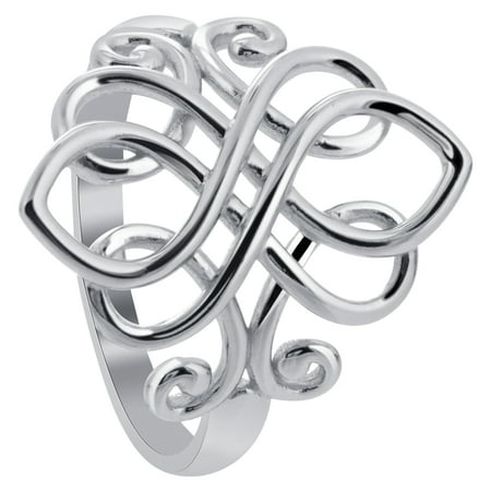 Gem Avenue 925 Sterling Silver Rhodium Plated Unique Celtic Ring