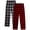 Black/White/Red Plaid, variant on Boys Pajama Pants Warm Fleece Sleep and Lounge Bottoms 2 Pack with Stretch Waist