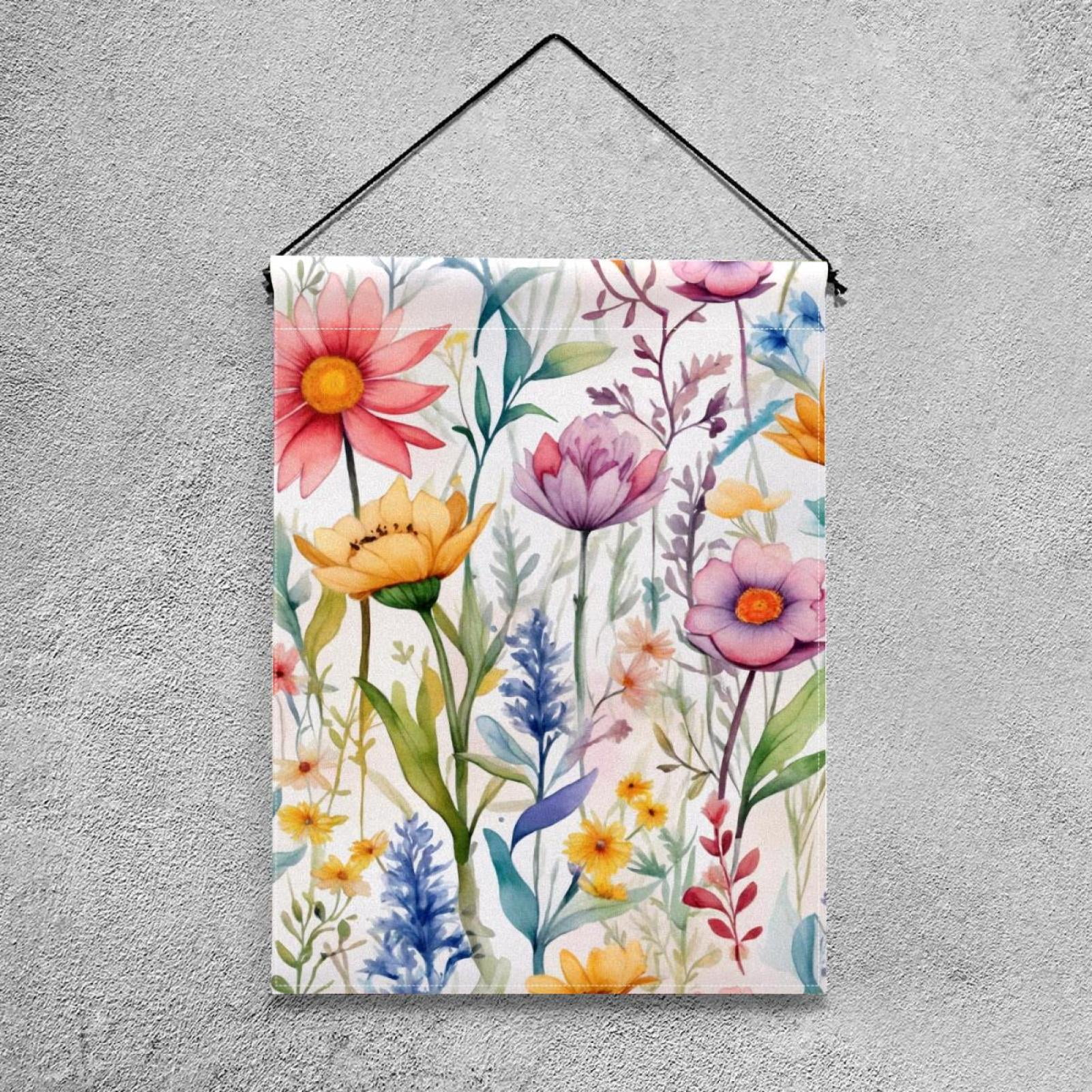 Welcome Colored Flowers Abstract Branches Garden Flag, Vertical Double Sided Small House Flag, Yard Farmhouse Outdoor Deck Veranda Lawn Decor 28x40 Inch