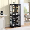 thumbnail image 3 of FFZ Antique Display Cabinet with Glass Doors, Adjustable Shelves and E26 Bulb, Black, 3 of 11