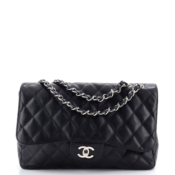 Pre-Owned Vintage Classic Single Flap Bag Quilted Caviar Jumbo By Rebag