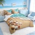 thumbnail image 2 of Manfei Beach Wave Seashell Starfish Collection Bedding Comforter Set for Kids Boys and Girls, Coastal Ocean Print Full Bedding Set, Reversible 7pcs, 2 of 6