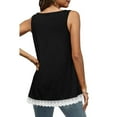 thumbnail image 6 of Scyoekwg Women Camisole Tank Top Crew Neck Lace Patchwork Button Tunic Tank Tops Sleeveless Tops Loose Ladies Tops Solid Color Comfy Sling Shirts Summer Casual Blouses (Black,L), 6 of 7