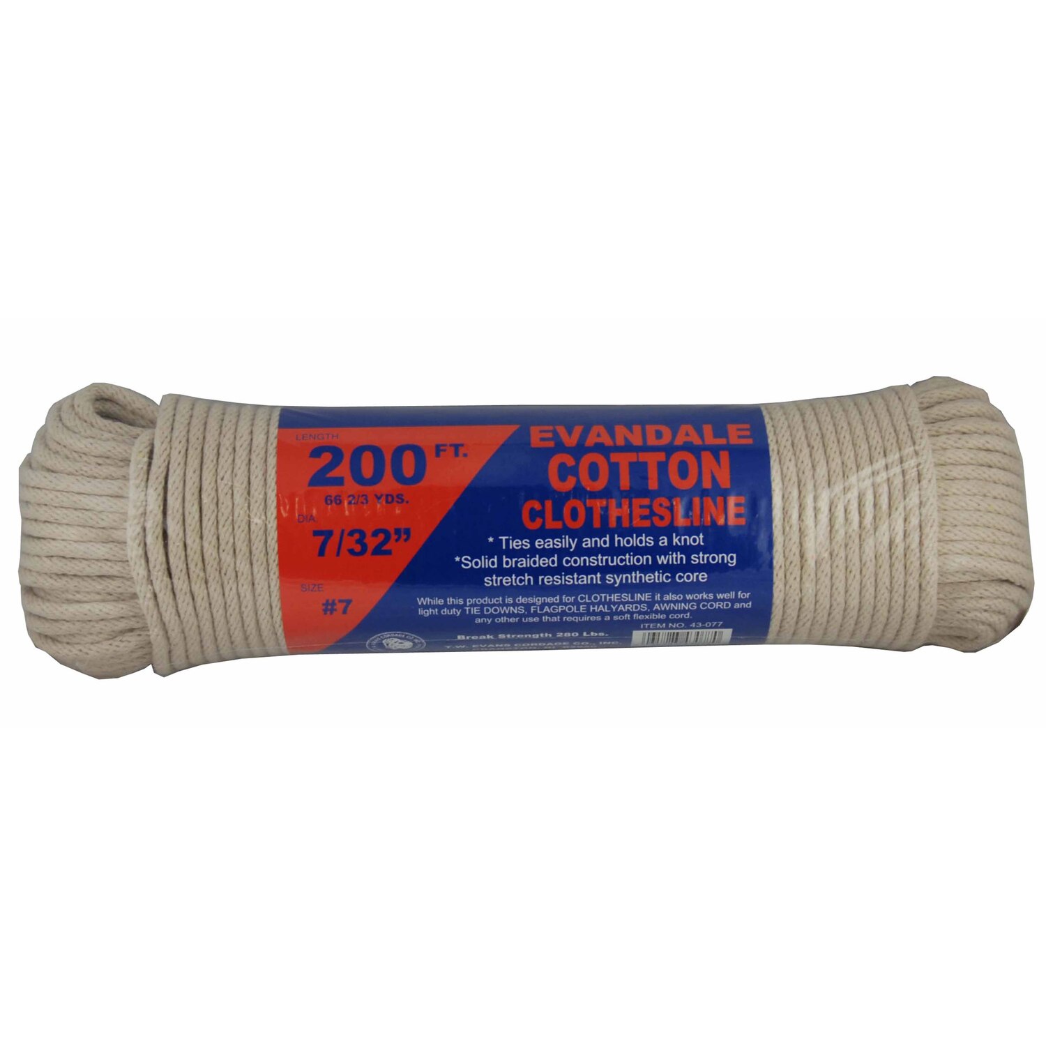 Solid Braid Nylon Rope Hank x 100 ft T.W Evans Cordage 3//8 in