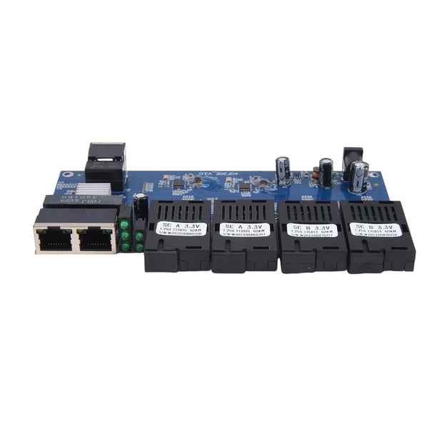 Conmutador Ethernet Gigabit de placa de metro, fibra óptica, 4 puertos de fibra de 1,25 G, 3 puertos RJ45 de 100/1000 M, conmutador de fibra óptica SC simplex de 20 km