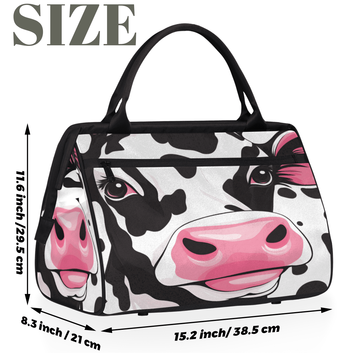 Herdesigns Cow Weekender Travel Duffel Bag Funny Carry On Overnight Gym Hospital Bag Personal Item Travel Bag