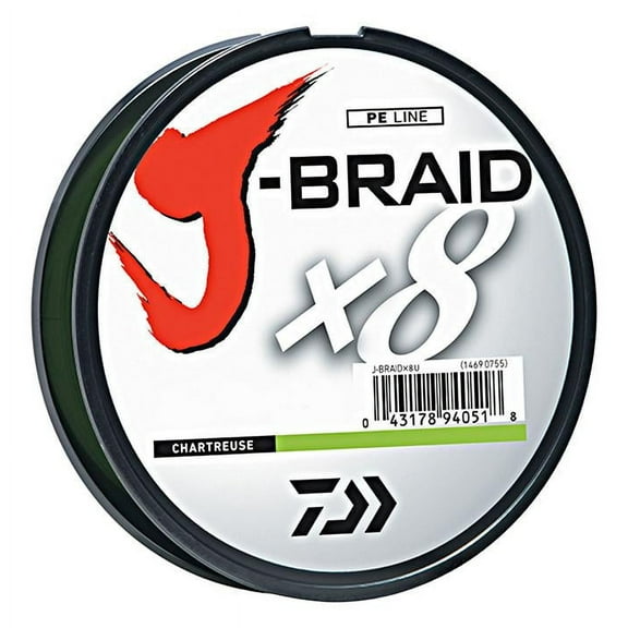 Daiwa J-Braid X8 Filler Spool 150M Chartreuse 50 lb. Test