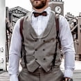 thumbnail image 6 of Men Adjustable Vintage PU Leather Suspenders Brown Gothic Renaissance Style Body Harness Straps Free Size (23x14x3 cm), 6 of 9