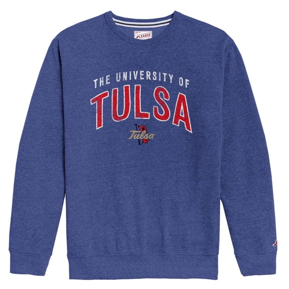 Men's League Collegiate Wear  Heather Royal Tulsa Golden Hurricane  Heritage Tri-Blend Pullover Sweatshirt