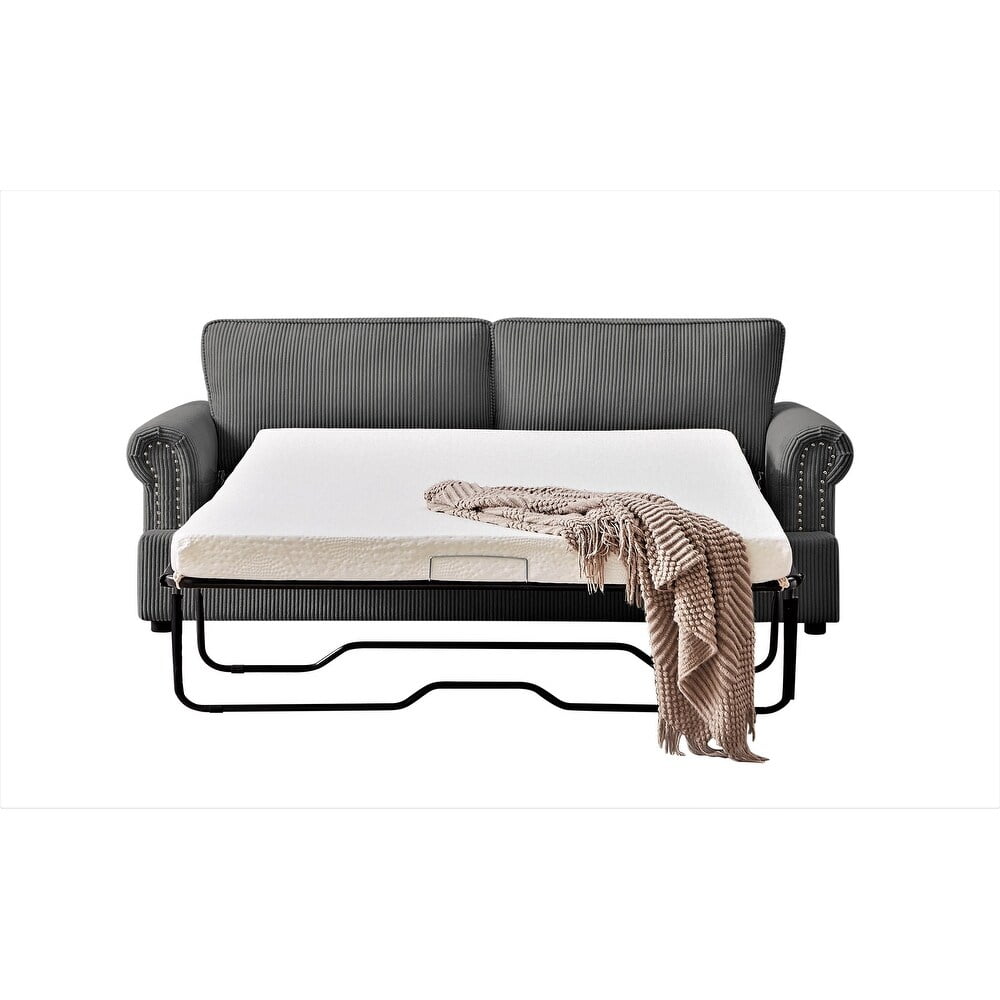 US Pride Furniture Viviana 76" W Polyester Cushion Back Sofa Bed, Gray