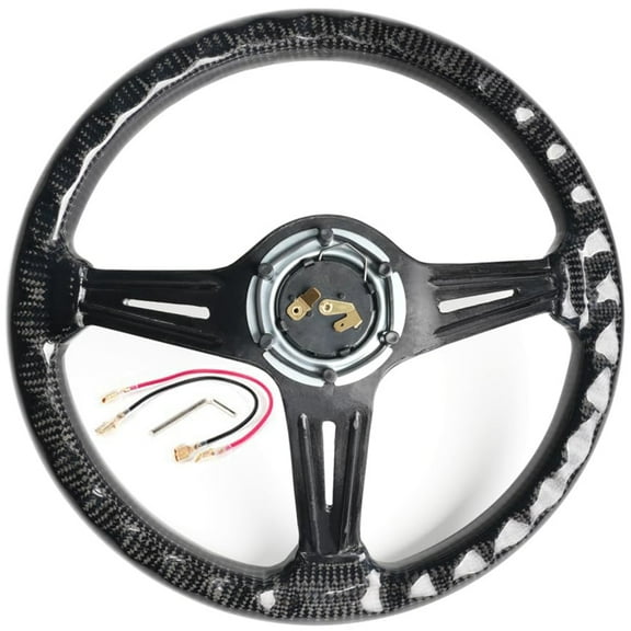 Universal 14 Inch Carbon Fiber Steering Wheel Suitable For Cars & Racing Vehicles With Aluminum Alloy Spokes Smooth Grip