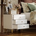 thumbnail image 4 of MONSLIPA White Nightstand Bedside Table with 3 Storage Drawers for Bedroom, 4 of 7