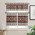 thumbnail image 2 of Abstract Stripes Kitchen Curtains Valance and Tier Set Black Orange Aztec Native Tribal Stripes Linen Texture Short Curtains for Small Window 3 Pieces Set for Bedroom Cafe (54" x 18"+27" x 24"), 2 of 7