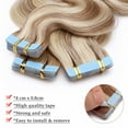 thumbnail image 4 of Benehair 100% Real Remy Human Hair Extensions Tape In Seamless Skin Weft Full Head Body Wave Thick 20 pcs 40pcs Highlight Blonde, 4 of 11