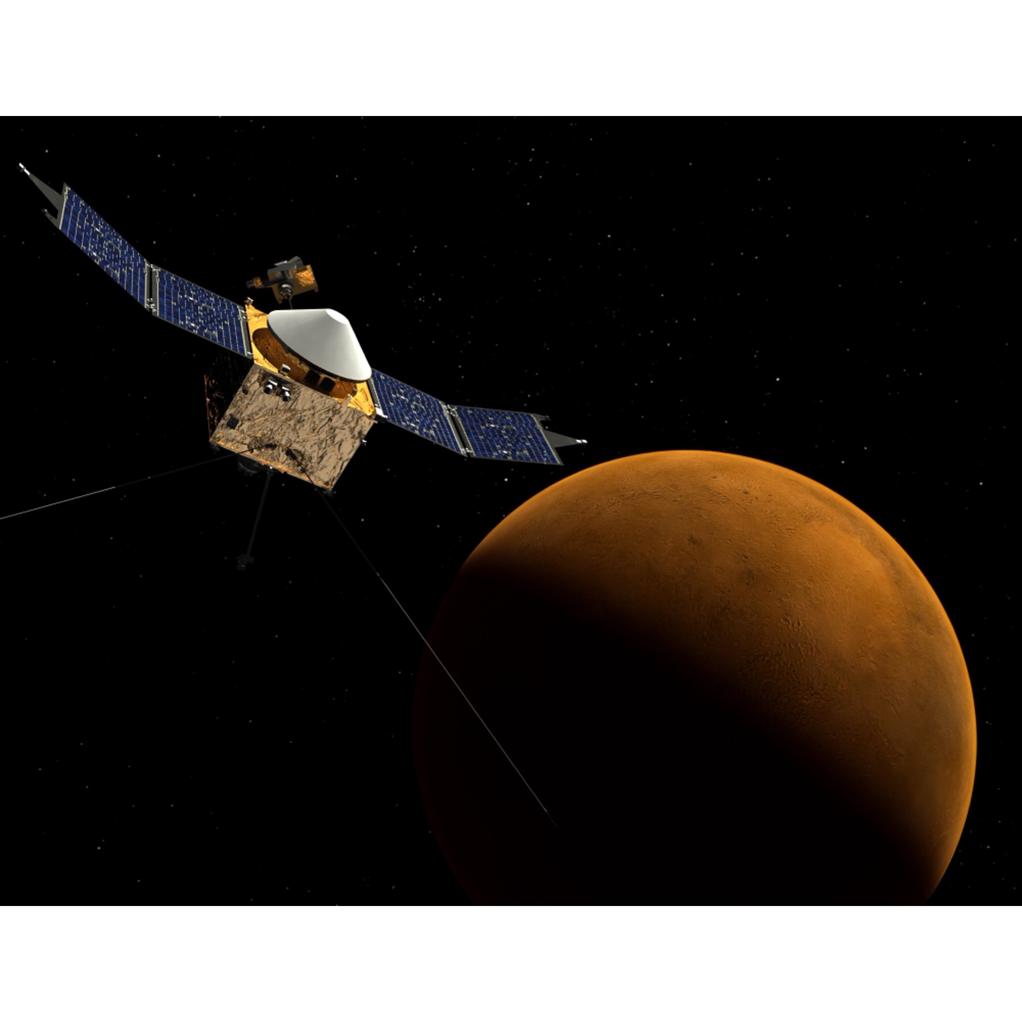 Artists concept of NASAs MAVEN spacecraft Canvas Art - Stocktrek Images (32 x 25)