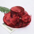 thumbnail image 2 of Women Floral Organza Tea Party Hat Ladies Flat Brim Bridal Shower Hat Church Hat Fascinator, 2 of 6
