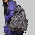 thumbnail image 6 of Sunyuer Women Vintage Leopard Print Backpack, Large Capacity Lightweight Laptop Bookbag, Aesthetic Canvas School Backpack for College Students, Casual Travel Daypack with Cute Plush Bear Pendant, 6 of 9