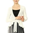 thumbnail image 1 of INSPIRE CHIC Cardigan en Tricot à Nouer à l'Avant pour Femme, Manches Longues, Ourlet à Volants, Ouvert, S Blanc, 1 of 8