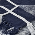 thumbnail image 5 of LR Home Sterling Checks Braided Plaid Throw Blanket, Navy Blue & White, 50" x 60", 5 of 7