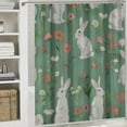 thumbnail image 4 of COMIO  Cute White Rabbit Shower Curtains Kids Cartoon Bunny Bathroom Curtain Lovely Flower Spring Green Bath Curtain Pet Animal Waterproof Bathroom Accessories 72x72 Inch, 4 of 5