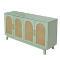 thumbnail image 4 of 59" Accent Storage Cabinet, Modern Rattan Retro Sideboard Cabinet with 4-Door and Wood Legs, Wooden Console Table for Dining Room, Living Room, Kitchen, Entryway, Mint Green, 4 of 9