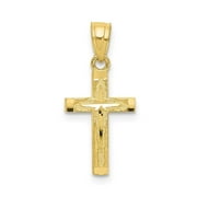 Quality Gold 10k Diamond-Cut Cross Pendant | Traditional Latin Cross Style | Men's | Women's | Pendants & Charms | 10k Yellow Gold | Size 20 mm x 11 mm
