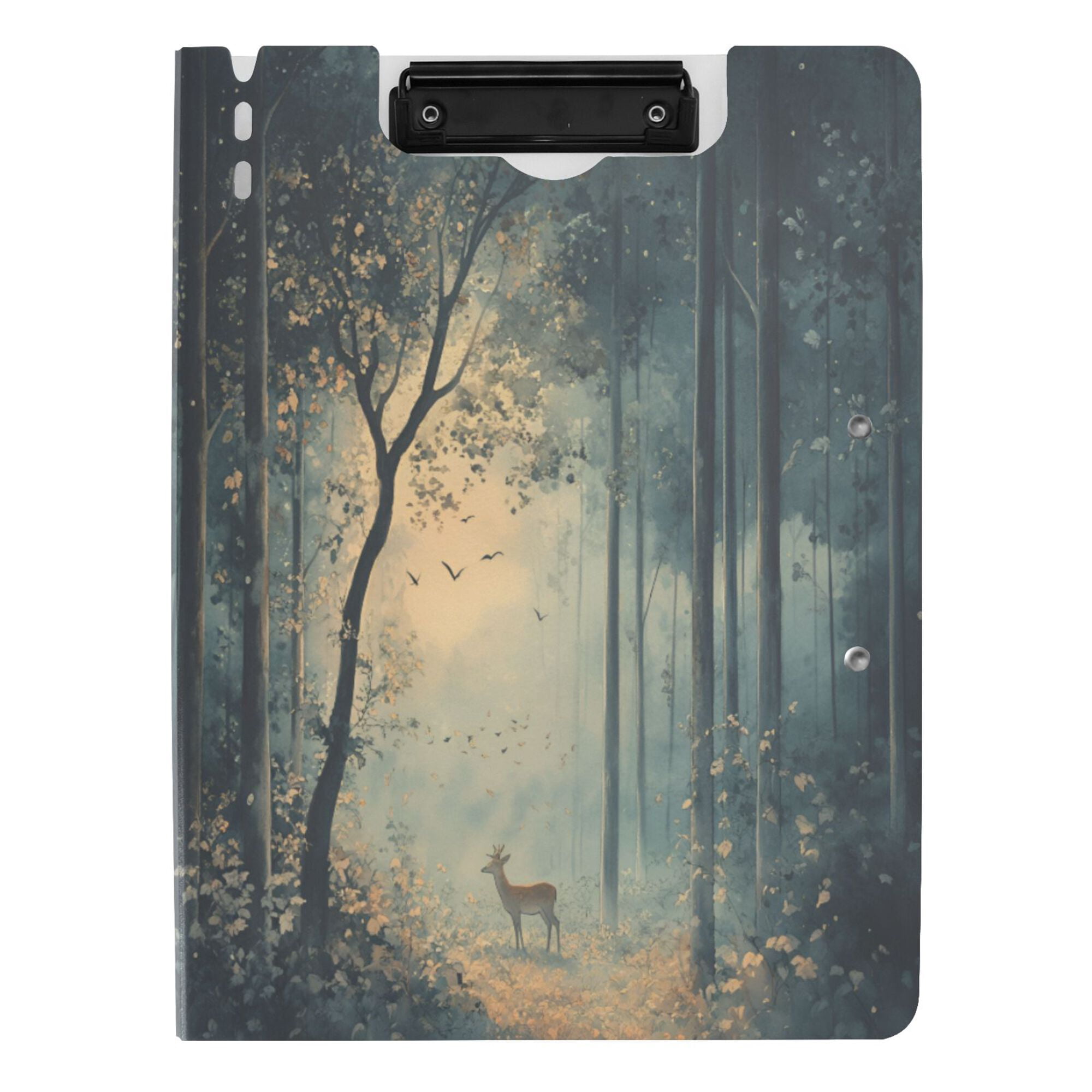 FORMRS A4 Clipboard Folder with Pen Holder Horizontal Foldable School Office Binder, Retro Forest