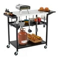 thumbnail image 3 of Three-Shelf Movable Outdoor Dining Cart Table,Outdoor Grill Table Cart with 4 Wheels,Stainless Steel Pizza Oven Tables for Outside,Movable Prep Table Cooking Station,Multifunctional Grill Cart, 3 of 7