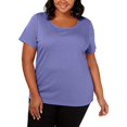 thumbnail image 3 of Karen Scott Womens Solid Basic T-Shirt, Purple, Plus Size, 0X, 3 of 4