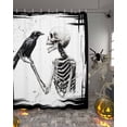 thumbnail image 2 of Halloween Skeleton Shower Curtain Set ，Waterproof Fabric Shower Curtains Horror Black Crow Bird Vintage Skull Shower Curtains for Bathroom,Bathroom Decor 60"x72", 2 of 6