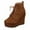 Brown, variant on Fall Boots Large Size Front Lace Up Slope Heel and Ankle Boots Female Fall Suede Retro Women'S's Shoes