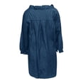 thumbnail image 5 of YMNXA Women's Denim Blouse 3/4 Sleeve V Neck Solid Color Buttons Ruffles Elegant Fashion Comfortable Shirts Top For Casual Daily Wear,Dark Blue,S, 5 of 5