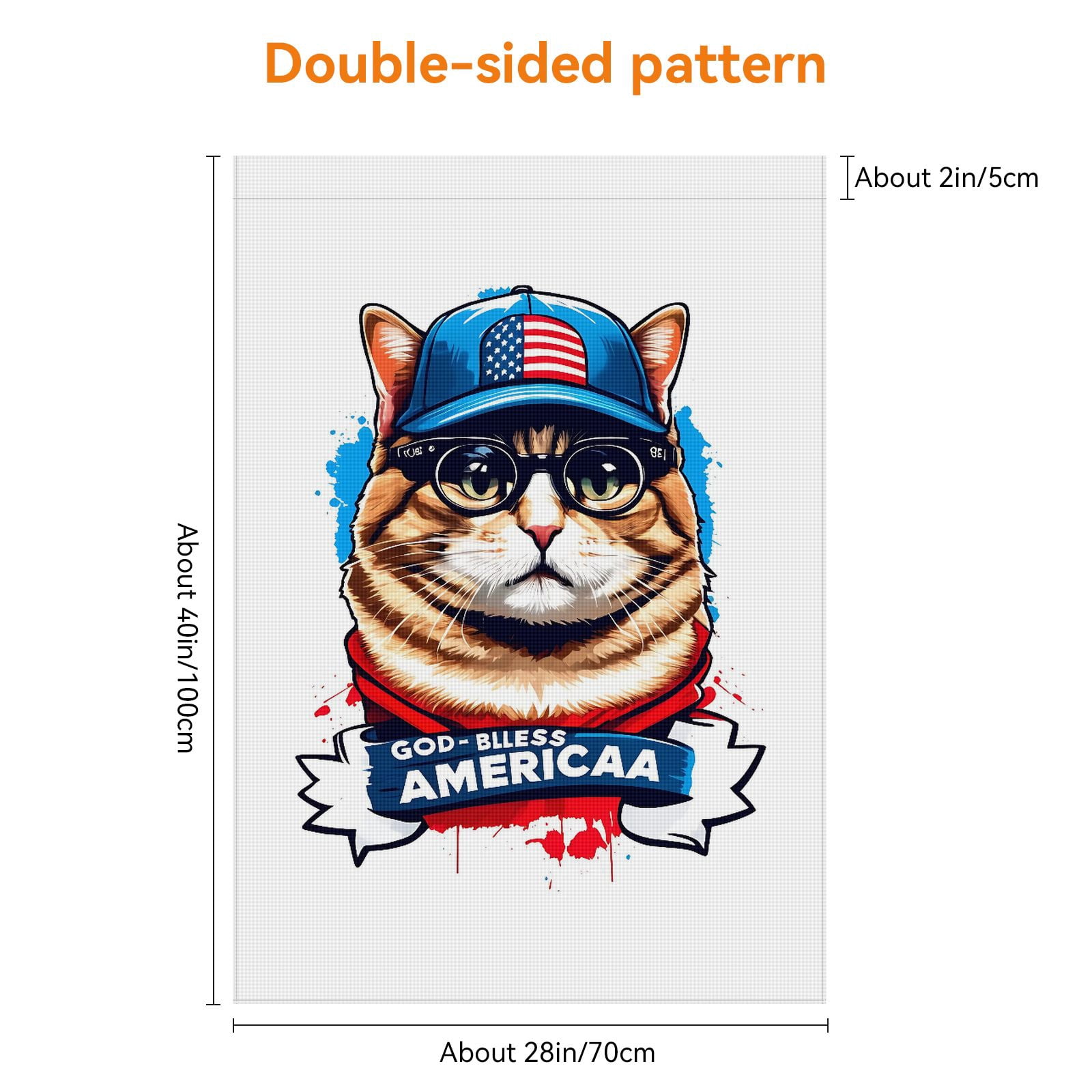 Cute Cat Garden Flag for Outdoor for Porch Patio Backyard Yard Deco - Double-Colored Fluffy Cat Kitten Porch Decor Cute Cat Cartoon Style Versatile Garden Flags for Outdoor - 28x40 Inches