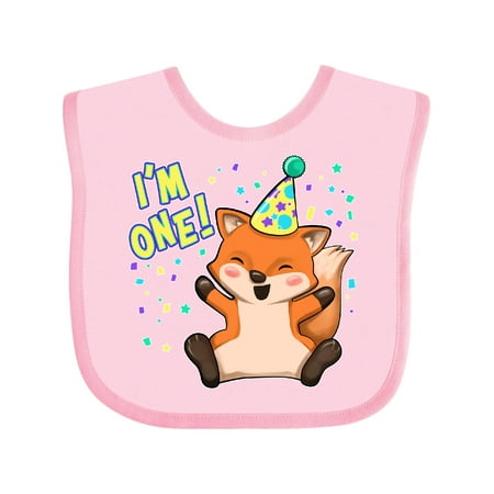 

Inktastic I m One!- Cute Fox Birthday Gift Baby Boy or Baby Girl Bib