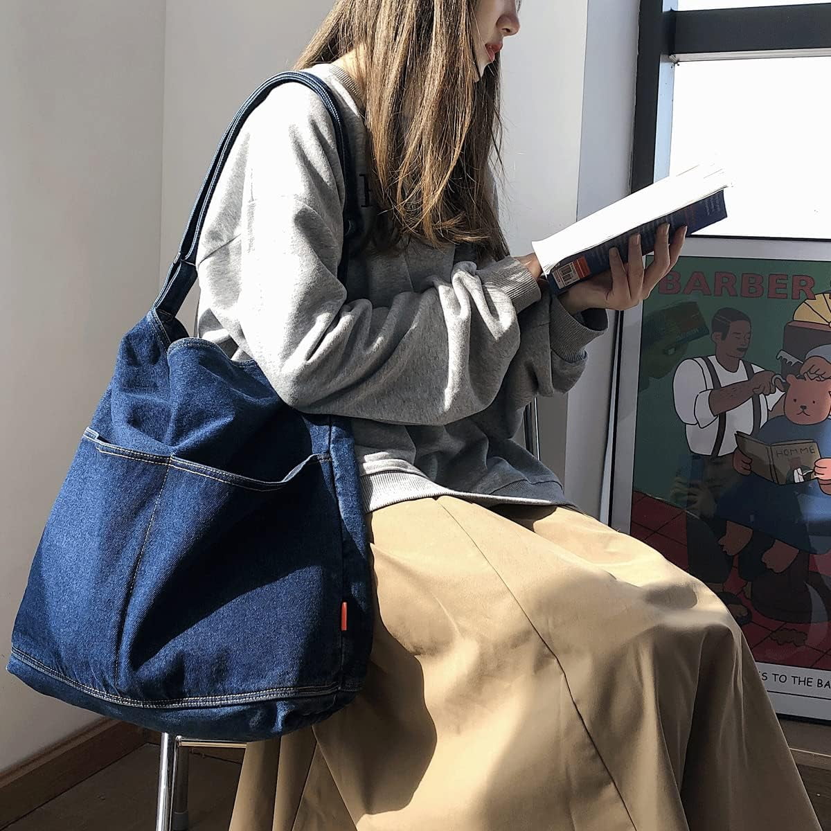MOLERFO Denim Shoulder Bag For Women - Y2K Style Small Jean Purse With Long Strap 8 thumbnail image