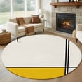 thumbnail image 3 of 5ft Washable Round Rug, Abstract Gemoetric Non-Slip Circle Area Rug for Living Room Bedroom, Art Yellow Color Block Indoor Floor Mat for Home Decor, 3 of 9