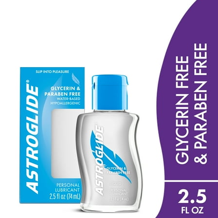 Astroglide Glycerin & Paraben Free Liquid, Water Based Personal Lubricant, Long-Lasting Lube, 2.5 oz