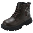 thumbnail image 4 of CYRBOKO Ankle Boots for Girls, Fall Winter Side Zip Lace Up Non-slip Girls Riding Boots Brown Size 11 (Little Kids), 4 of 7