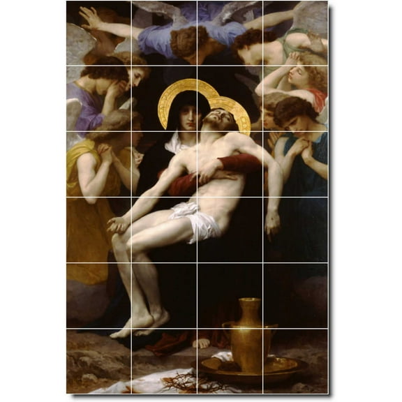 Ceramic Tile Mural-William Bouguereau Religious Custom Tile Mural 15. 17" w x 25.5" h using (24) 4.25 x 4.25 ceramic tiles