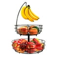 thumbnail image 6 of Auledio Houseware 2-Tier Metal Fruit Basket with Detachable Banana Hanger for Kitchen Counter, Black, 6 of 8