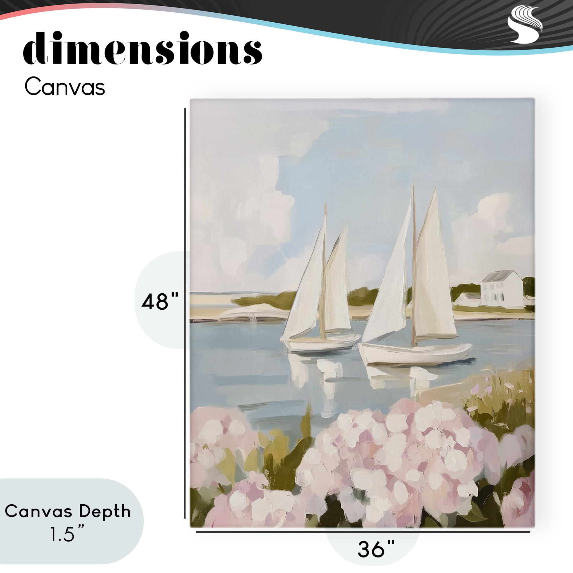 Stupell Industries Sailboat Duo with Pink Hydrangeas Canvas Wall Art, design by Sisi and Seb