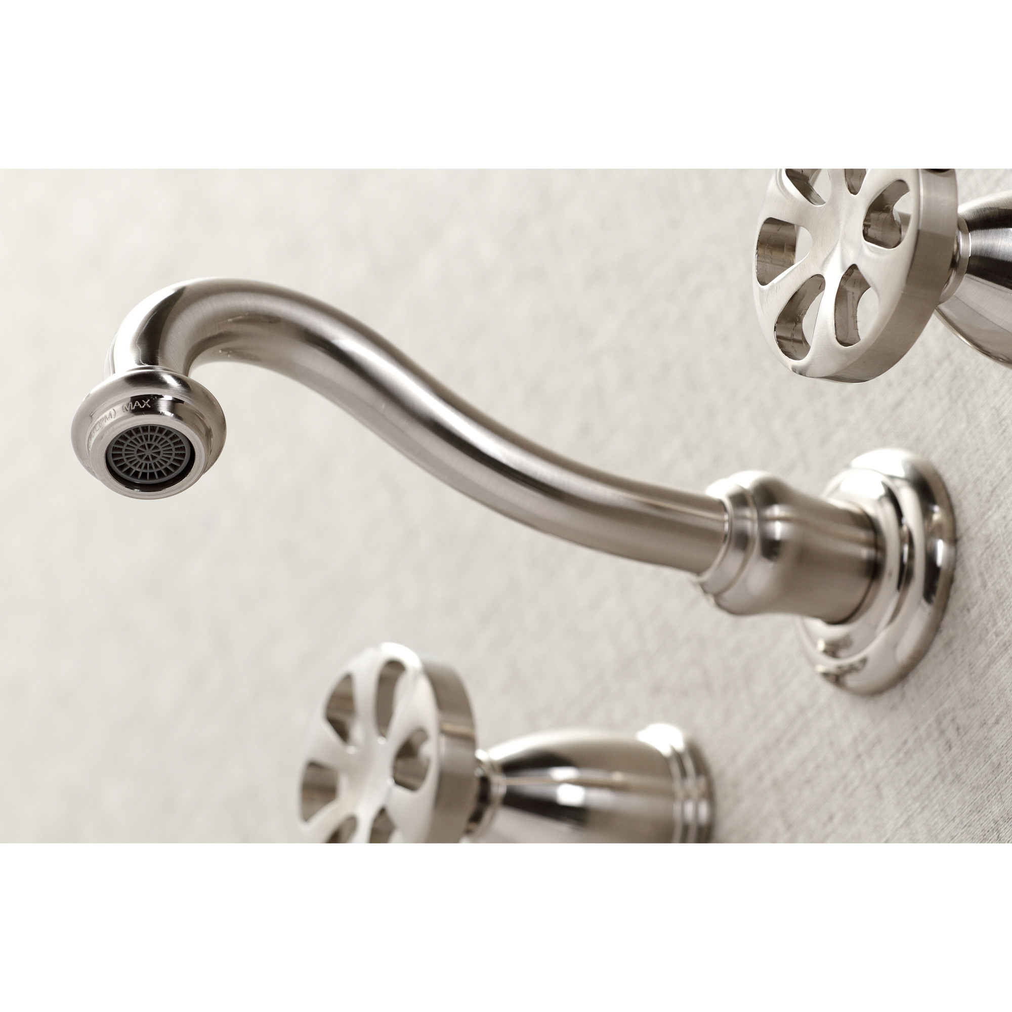 Kingston Brass KS3128RX Belknap Double-Handle Wall Mount Bathroom Faucet, Brushed Nickel