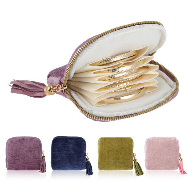 Estuche de joyas de viaje Unique Bargains Organizador portátil con 6 capas independientes para collares, pulseras, anillos y aretes Púrpura claro