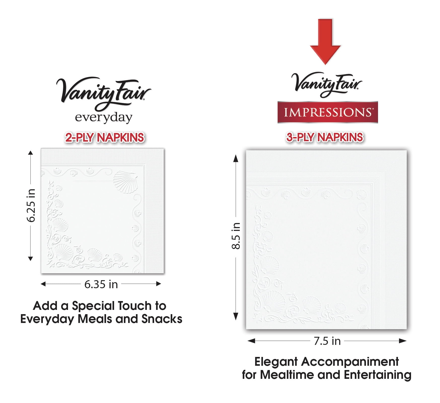 Vanity Fair Impressions Paper Napkins 40 Count