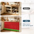 thumbnail image 4 of Watermelon Cabinet Curtain 28"Wx35"L, Dustproof Under Sink Skirt with Self Adhesive Tape, Black Polka Dots Green Summer Fruits Cabinet Curtain Cover for Bathroom Vanity, Kitchen Sink, Laundry Room, 4 of 9