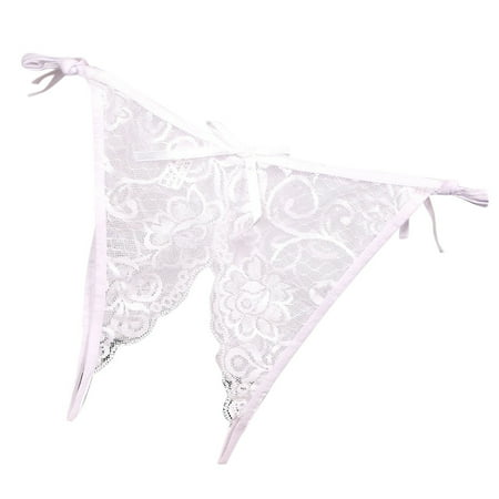 Crochless Panties White Floral Lace Brief Women s Sexy Lingerie & Underwear Sheer Sexy Lingerie Gift Naughty Panties For Women One Size