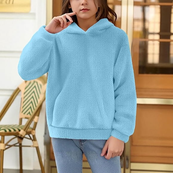 Chandail à Capuchon pour Filles Hauts pour Enfants Chandail à Capuchon Décontracté chandail d'Hiver Chaud à Manches Longues Veste Chandail en Molleton de Loisirs pour Filles avec Poches 4-15 Ans Couverture Chandail en Molleton Enfants Chandail à Capuche