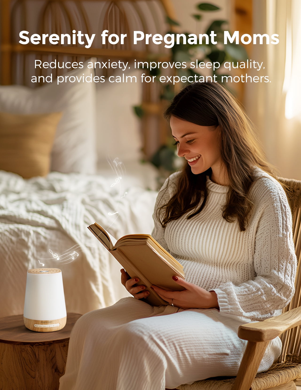 Momcozy White Noise Machine for Baby Sleeping with Night Light, Toddler Sleep Trainer with 34 Soothing Sounds, Timer, App Remote Control,Wood Grain