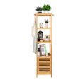 thumbnail image 6 of Natural Wood Bamboo Bathroom Storage Cabinet Tall Slim Cabinet w/ Shutter Door 4 Tier Shelves, 6 of 12
