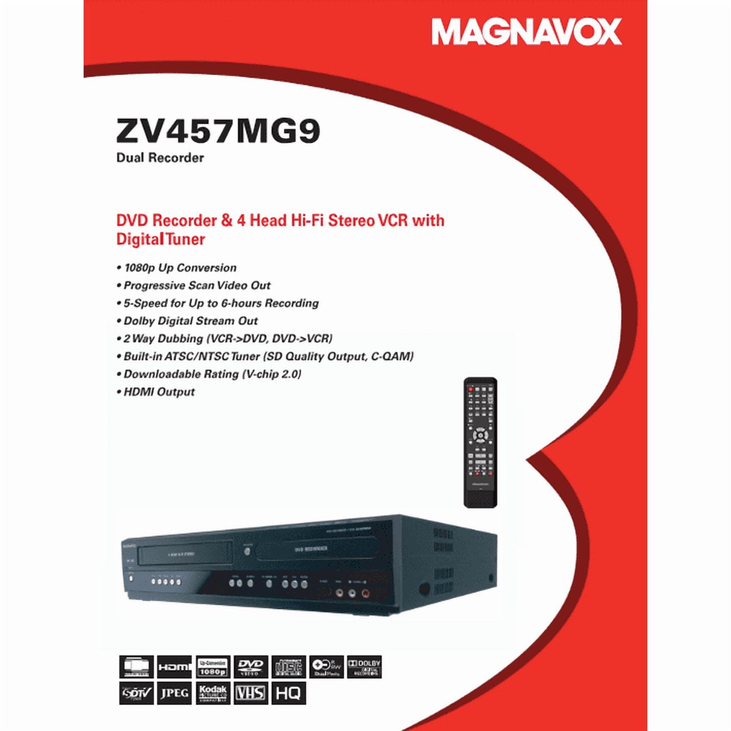 Magnavox, DVD Recorder VCR Combo, ZV427MG9 with HDMI 1080p